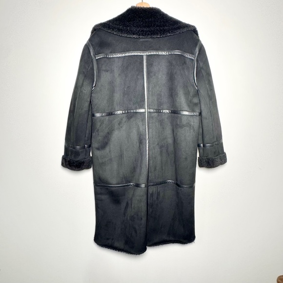 Anthropologie Avec Les Filles Women's Faux Shearling Black Coat Sz M - Picture 7 of 9